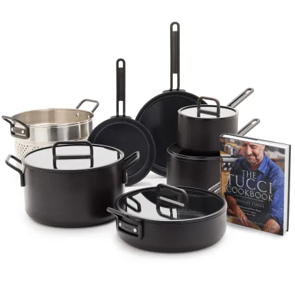 Stanley Tucci™ Ceramic Nonstick 11-Piece Cookware Set with The Tucci Cookbook | Milano Black